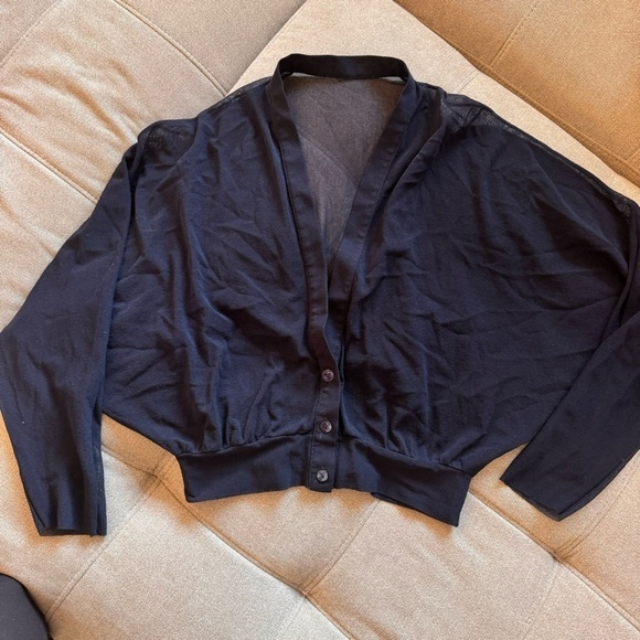 FUZZI by Jean Paul Gaultier Mesh Dress Long Sleeve MIDI Maxi Navy Blue SET sz S - Picture 8 of 16